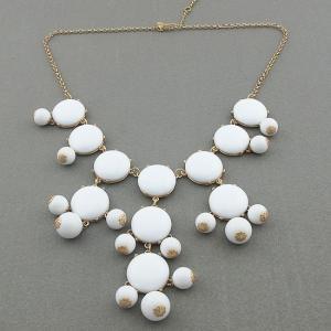 Color Full Bib Statement Bubble Necklace - White