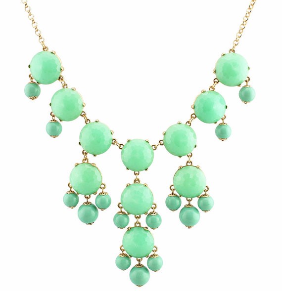 Color Full Bib Statement Bubble Necklace - Mint Green