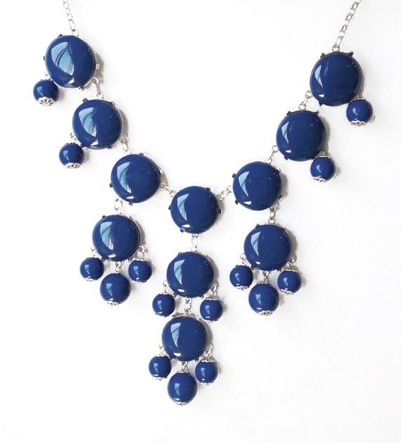 Nave Blue Necklace,bib Statement Bubble Necklace,resin Necklace,statement Necklace - Silver Chain
