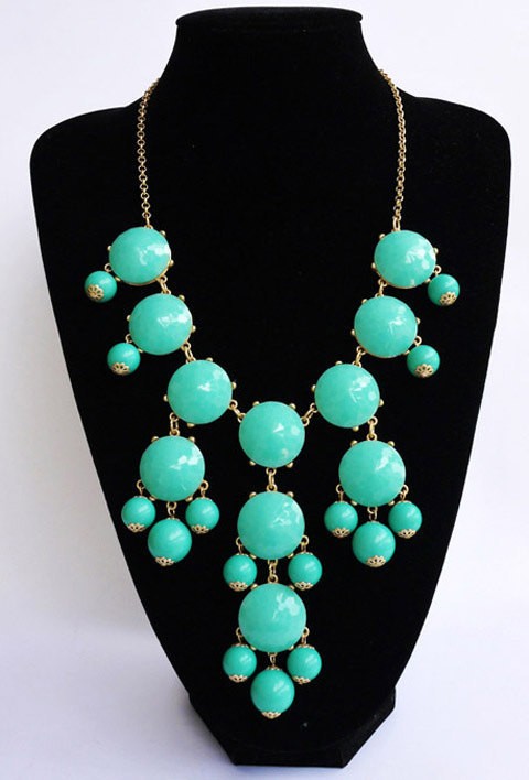 Valentine's Day Gif T- Color Full Bib Statement Bubble Necklace - Turquoise