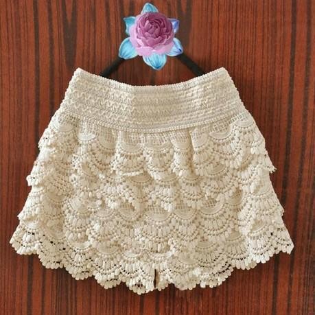 White Hollow Lace Shorts on Luulla